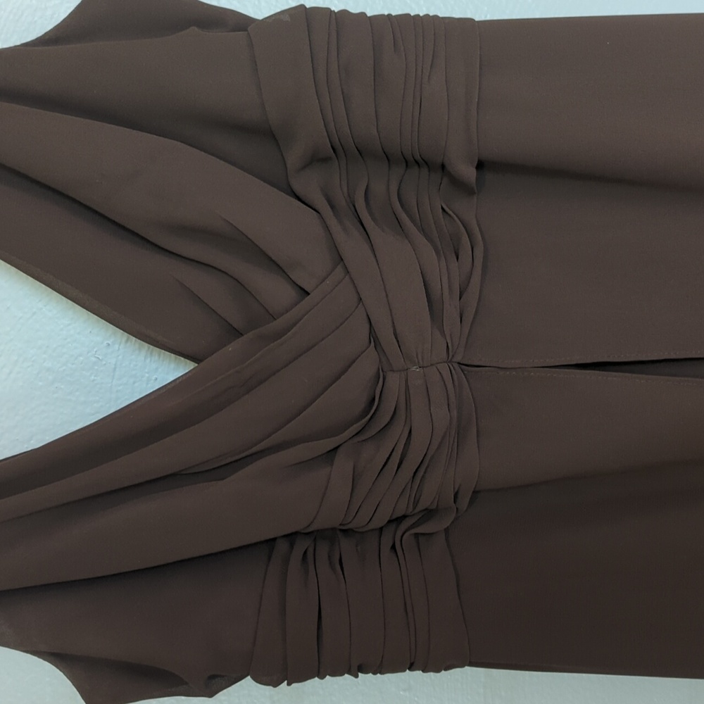 Bill Levkoff Brand Bride's Maid Dress Chocolate Color Gold Metallic Detail 14 - Picture 14 of 16